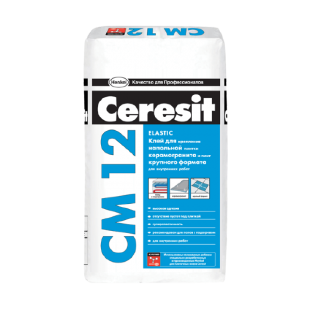 CERESIT CM-12 Еластична клеюча суміш для плитки і керамограніта, мішок 25 кг