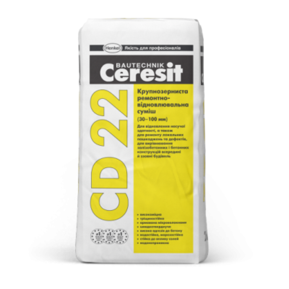 CERESIT CD-22 Крупно-зерниста ремонтно-відновлювальна суміш, 25кг