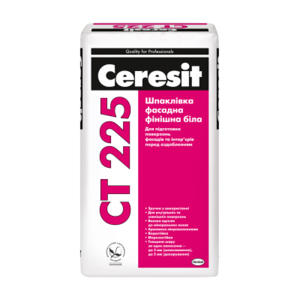 CERESIT Ct-225 (біла) Шпаклівка фасадна фінішна, мішок 25кг