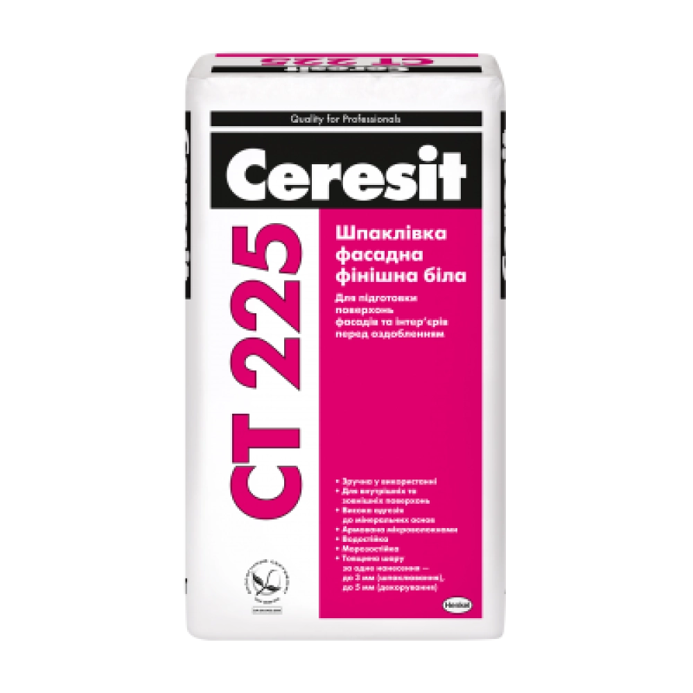 CERESIT Ct-225 (біла) Шпаклівка фасадна фінішна, мішок 25кг