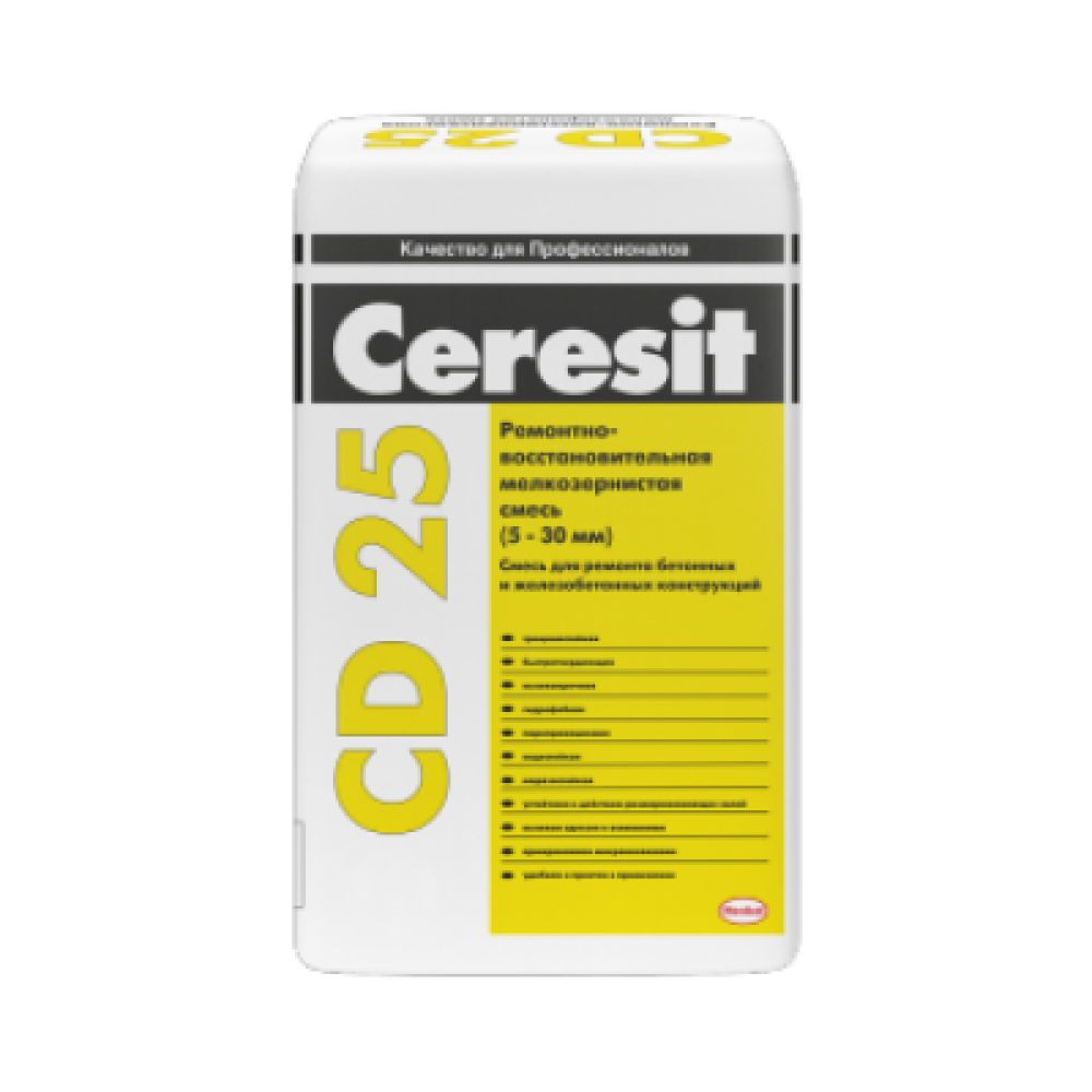 CERESIT CD-25 Дрібнозерниста ремонтно-відновлювальна суміш от 5мм до 30 мм 25кг