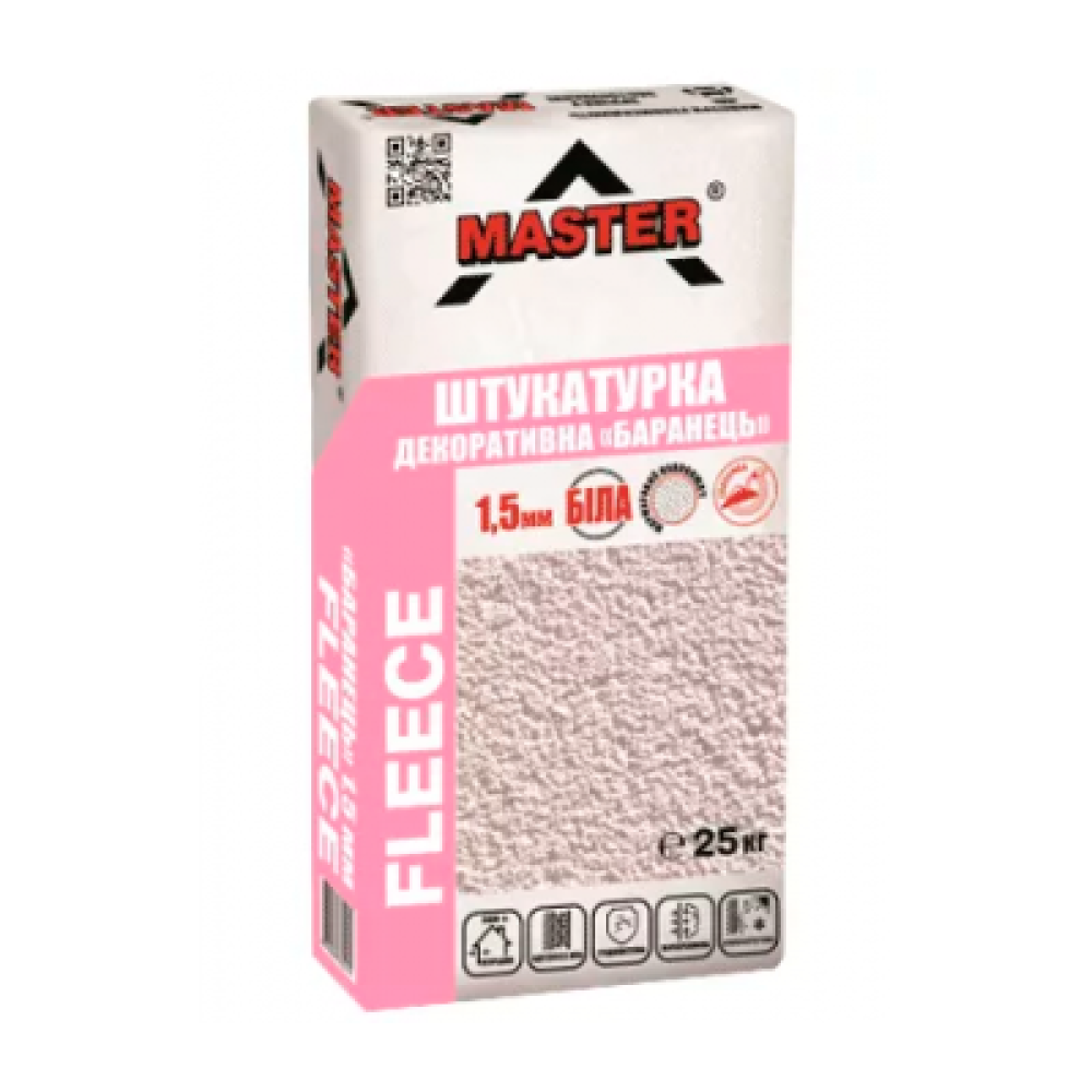 MASTER  BARASHEK Декоративна штукатурка зерно 1,5 мм біла, 25кг