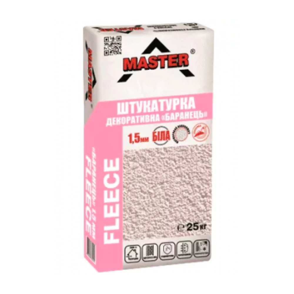 MASTER  BARASHEK Декоративна штукатурка зерно 1,5 мм біла, 25кг