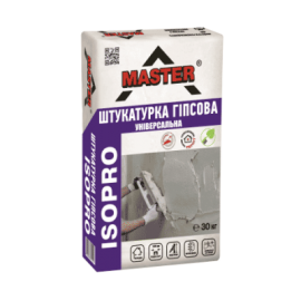 MASTER ISOPRO Універсальна штукатурка для внутрішніх робіт на основі гіпсу з додаванням перліту (товщина нанесення 50мм шар), 30кг