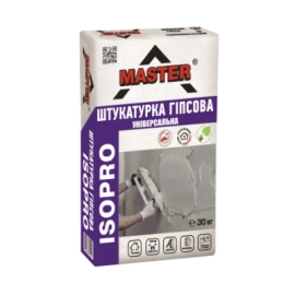 MASTER ISOPRO Універсальна штукатурка для внутрішніх робіт на основі гіпсу з додаванням перліту (товщина нанесення 50мм шар), 30кг