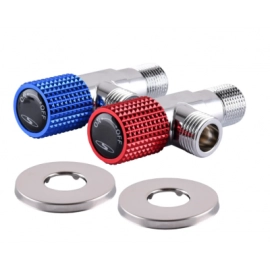 Комплект кранів кутових кераміка SOLOMON EXCLUSIVE 1/2"X1/2" 9889 RED/BLUE