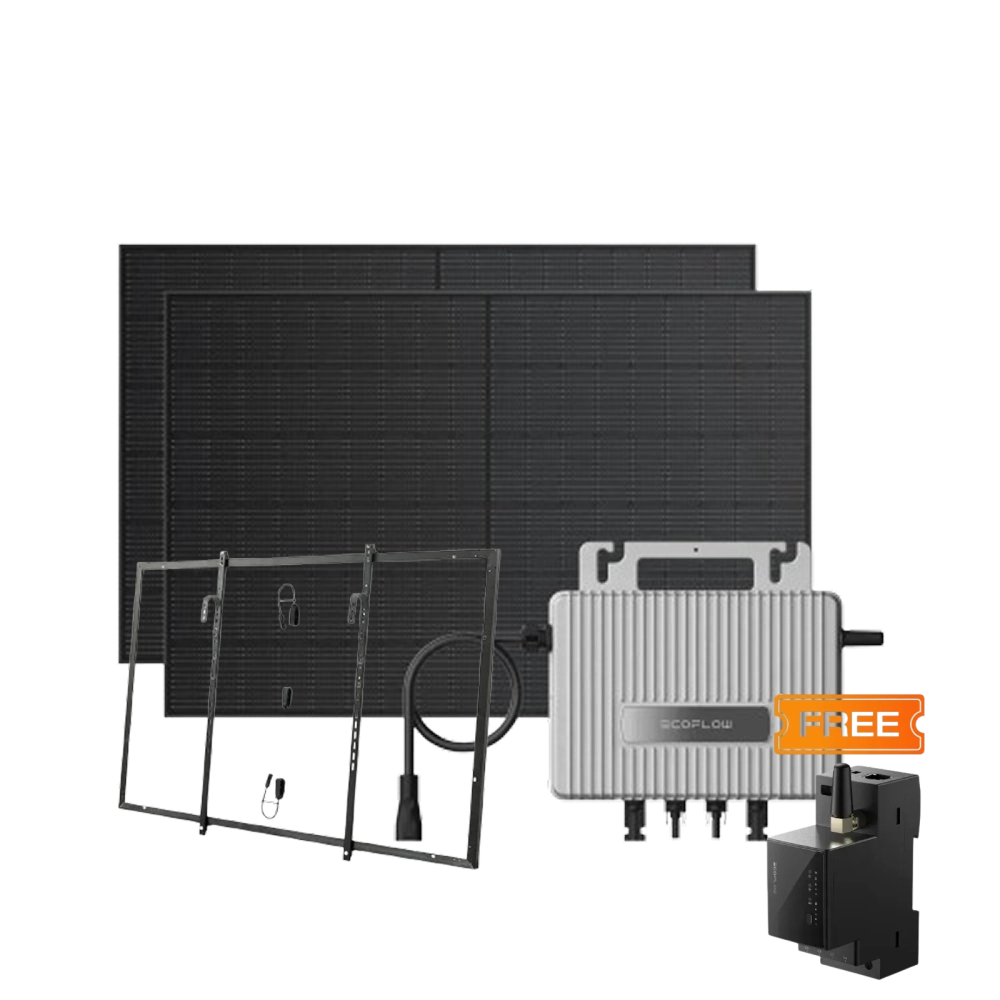Комплект EcoFlow STREAM Microinverter/2*400W Rigid Solar Panel Combo/Розумний лічильник Smart Meter/Система кріплень для сонячних панелей Balcony Hook Kit