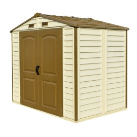 Сарай пластиковий StoreAll 245x168x220 см слонова кістка, коричний дах Сарай для саду дачі Хозблок Госпблок для саду