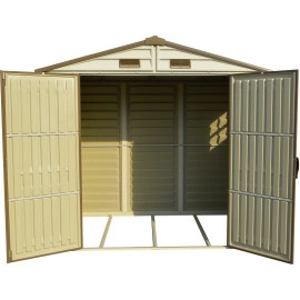 Сарай пластиковий StoreAll 245x168x220 см слонова кістка, коричний дах Сарай для саду дачі Хозблок Госпблок для саду