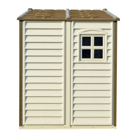 Сарай пластиковий StoreAll 245x168x220 см слонова кістка, коричний дах Сарай для саду дачі Хозблок Госпблок для саду