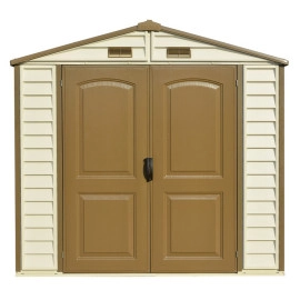 Сарай пластиковий StoreAll 245x168x220 см слонова кістка, коричний дах Сарай для саду дачі Хозблок Госпблок для саду