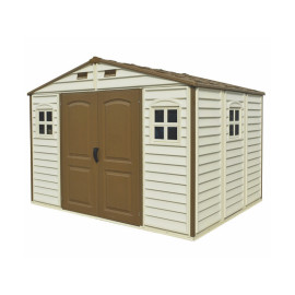 Сарай пластиковий Woodside 325x247x231 см слонова кістка, коричний дах Сарай для саду дачі Хозблок Госпблок для саду