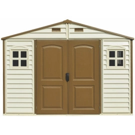 Сарай пластиковий Woodside 325x247x231 см слонова кістка, коричний дах Сарай для саду дачі Хозблок Госпблок для саду