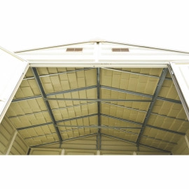 Сарай пластиковий Woodside 325x247x231 см слонова кістка, коричний дах Сарай для саду дачі Хозблок Госпблок для саду