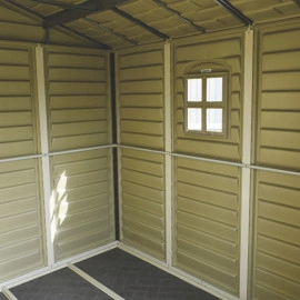 Сарай пластиковий Woodside 325x247x231 см слонова кістка, коричний дах Сарай для саду дачі Хозблок Госпблок для саду