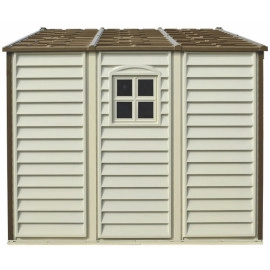 Сарай пластиковий Woodside 325x247x231 см слонова кістка, коричний дах Сарай для саду дачі Хозблок Госпблок для саду