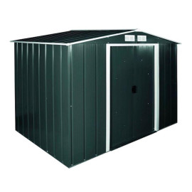 Сарай металевий ECO 262x241x191 см зелений з білим Сарай для саду дачі Хозблок Госпблок для саду