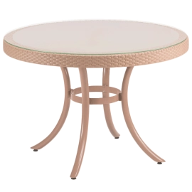 Стіл Tilia Osaka d110 см стільниця зі скла, ніжки алюмінієві кремовий