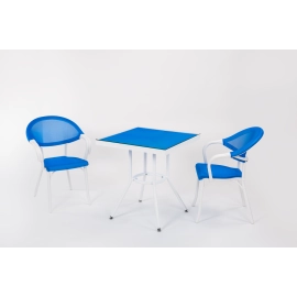 Стіл Tilia Kobe 60x60 см стільниця зі скла білий темно-синій