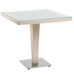 Стіл Tilia Antares 80x80 см стільниця зі скла, база нержавіюча сталь кремовий