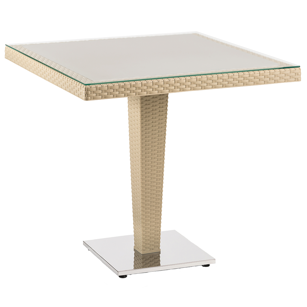 Стіл Tilia Antares 80x80 см стільниця зі скла, база нержавіюча сталь колір кави