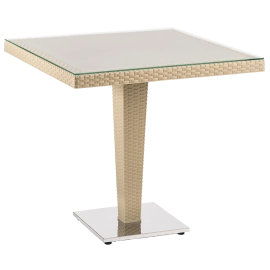 Стіл Tilia Antares 80x80 см стільниця зі скла, база нержавіюча сталь колір кави