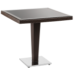 Стіл Tilia Antares 80x80 см стільниця зі скла, база нержавіюча сталь венге