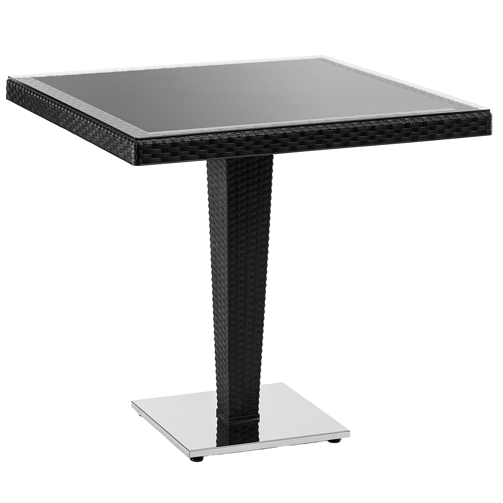 Стіл Tilia Antares 80x80 см стільниця зі скла, база нержавіюча сталь чорний