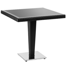 Стіл Tilia Antares 80x80 см стільниця зі скла, база нержавіюча сталь чорний