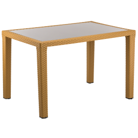 Стіл Tilia Antares 80x120 см стільниця зі скла, ніжки пластикові колір дерево