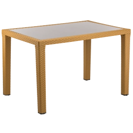 Стіл Tilia Antares 80x120 см стільниця зі скла, ніжки пластикові колір дерево
