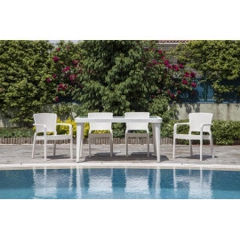 Стіл Tilia Antares 80x120 см стільниця зі скла, ніжки пластикові колір дерево