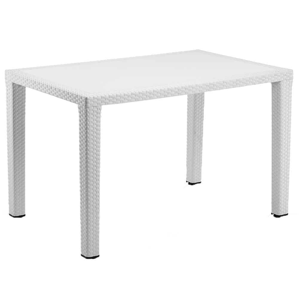 Стіл Tilia Antares 80x120 см стільниця зі скла, ніжки пластикові біла слонова кістка
