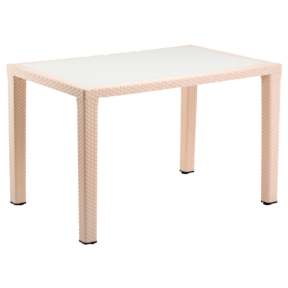 Стіл Tilia Antares 80x120 см стільниця зі скла, ніжки пластикові кремовий