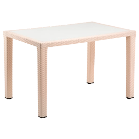 Стіл Tilia Antares 80x120 см стільниця зі скла, ніжки пластикові кремовий