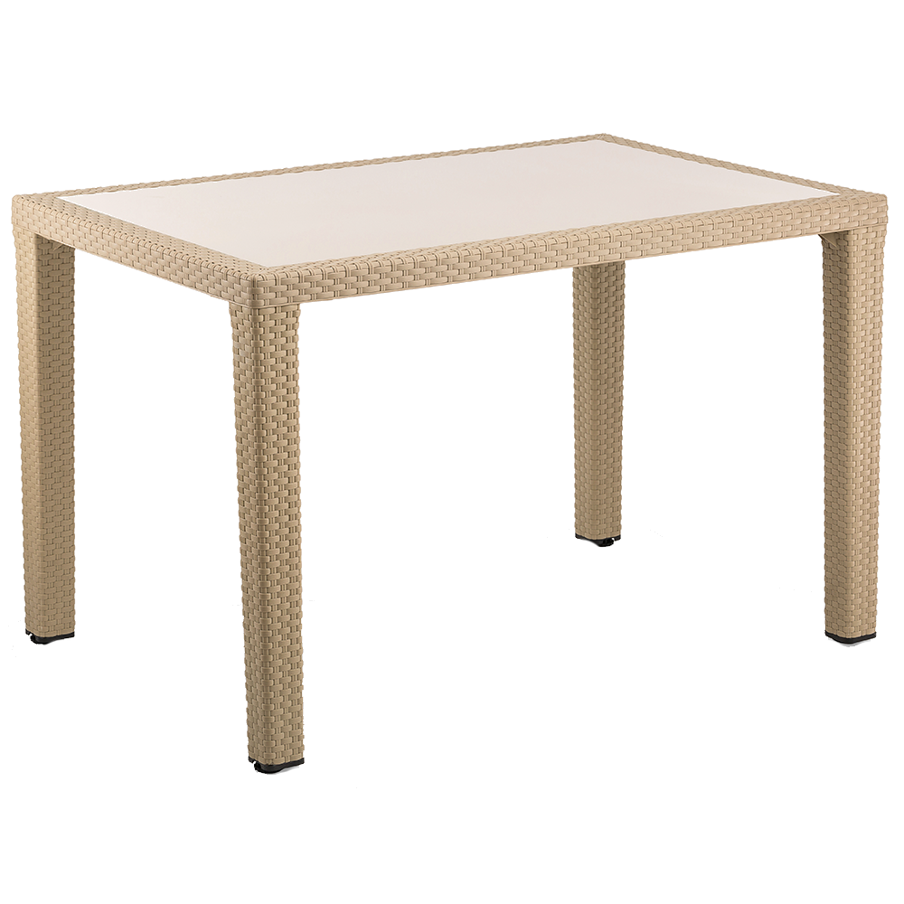 Стіл Tilia Antares 80x120 см стільниця зі скла, ніжки пластикові кавовий