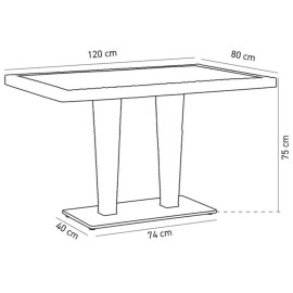 Стіл Tilia Antares 80x120 см стільниця зі скла, база нержавіюча сталь кремовий