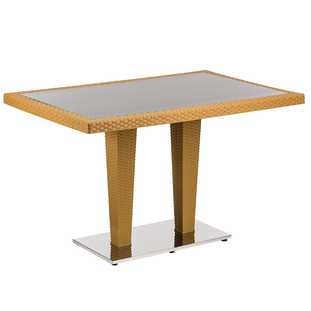 Стіл Tilia Antares 80x120 см стільниця зі скла, база нержавіюча сталь колір дерево