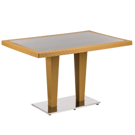 Стіл Tilia Antares 80x120 см стільниця зі скла, база нержавіюча сталь колір дерево