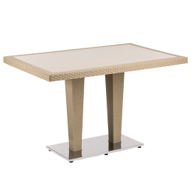 Стіл Tilia Antares 80x120 см стільниця зі скла, база нержавіюча сталь кавовий