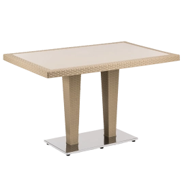 Стіл Tilia Antares 80x120 см стільниця зі скла, база нержавіюча сталь кавовий