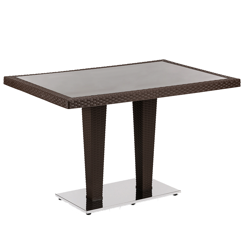 Стіл Tilia Antares 80x120 см стільниця зі скла, база нержавіюча сталь венге
