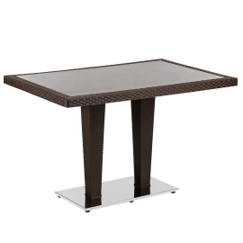 Стіл Tilia Antares 80x120 см стільниця зі скла, база нержавіюча сталь венге