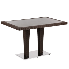 Стіл Tilia Antares 80x120 см стільниця зі скла, база нержавіюча сталь венге