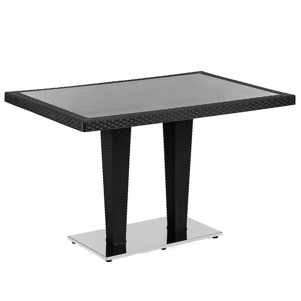 Стіл Tilia Antares 80x120 см стільниця зі скла, база нержавіюча сталь чорний
