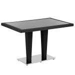 Стіл Tilia Antares 80x120 см стільниця зі скла, база нержавіюча сталь чорний