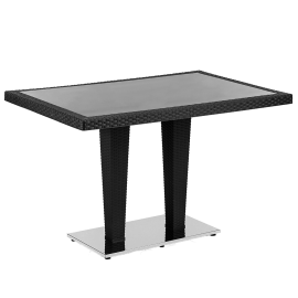 Стіл Tilia Antares 80x120 см стільниця зі скла, база нержавіюча сталь чорний