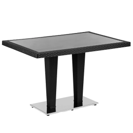 Стіл Tilia Antares 80x120 см стільниця зі скла, база нержавіюча сталь чорний