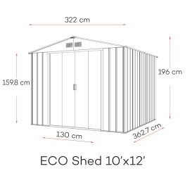 Сарай металевий ECO 362,7x322x196 см зелений з білим