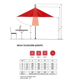 Парасоля Square Mega Telescopic квадратна 5 x 5 м